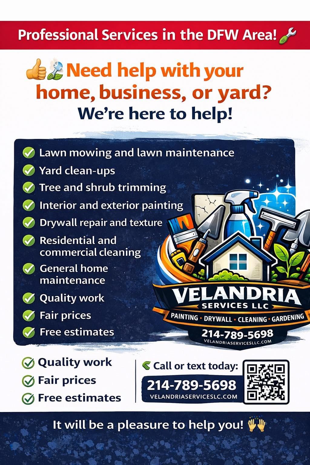 Velandria Services DFW professional services checklist graphic